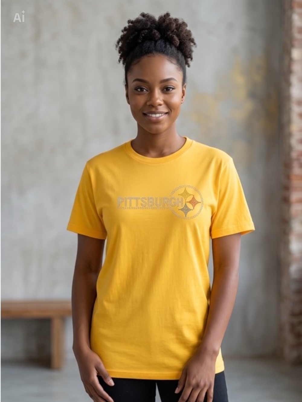 Jerzees Yellow Pittsburgh Graphic Crewneck Tee